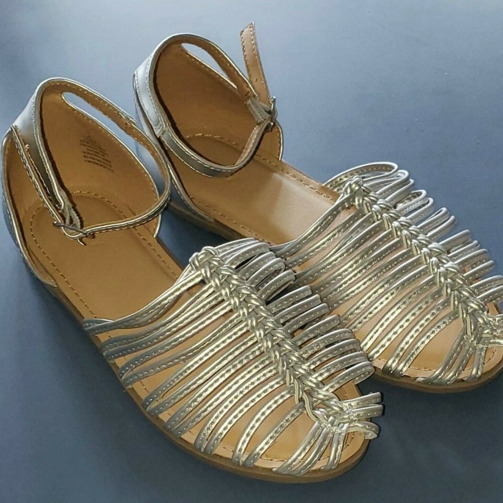 Old Navy Girls silver metallic caged sandals sz 3